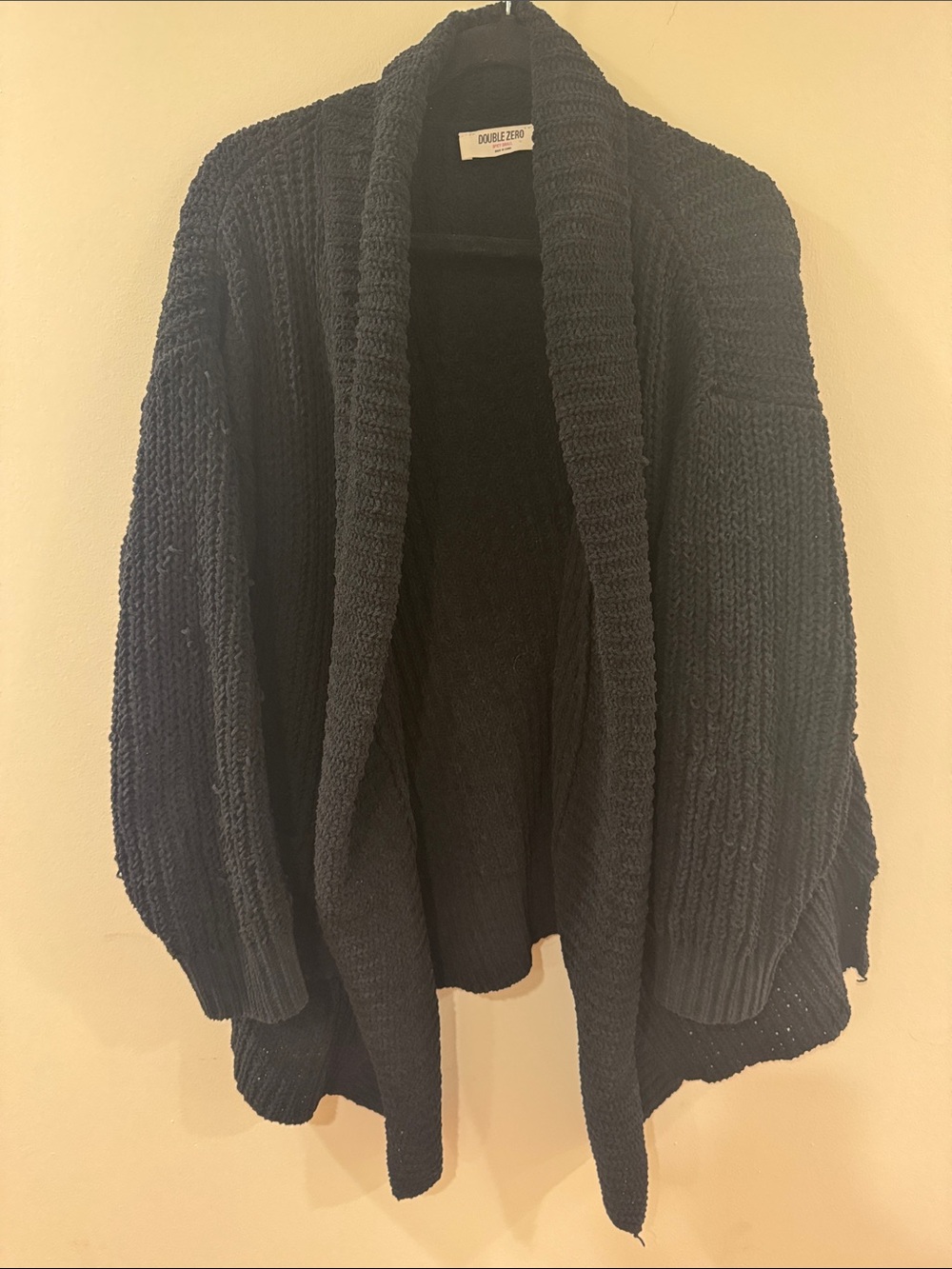 Black Chunky Shawl-Collar Women's Cardigan